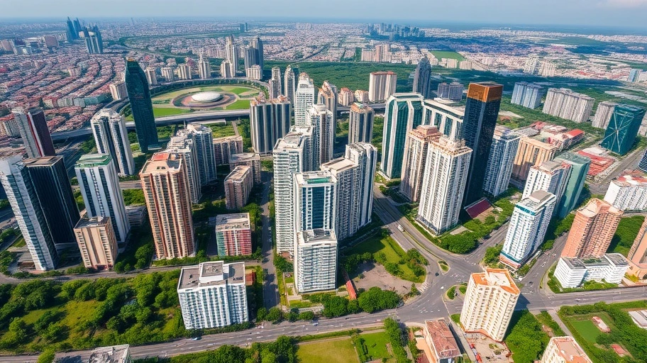 Ảnh chụp từ trên cao của skyline TP.HCM với Vinhomes Central Park