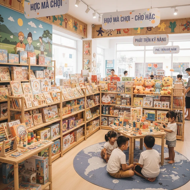 Đồ chơi giáo dục tại nhà sách Hòa Bình