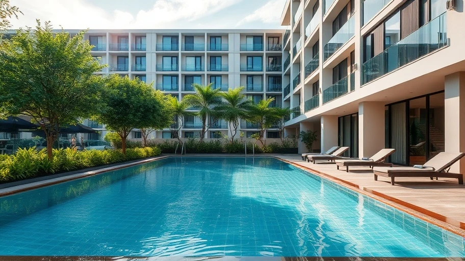 Hồ bơi tràn bờ tại chung cư Wilton