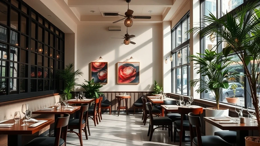Khung cảnh nhà hàng yên tĩnh tại Quận 3 với decor tinh tế.