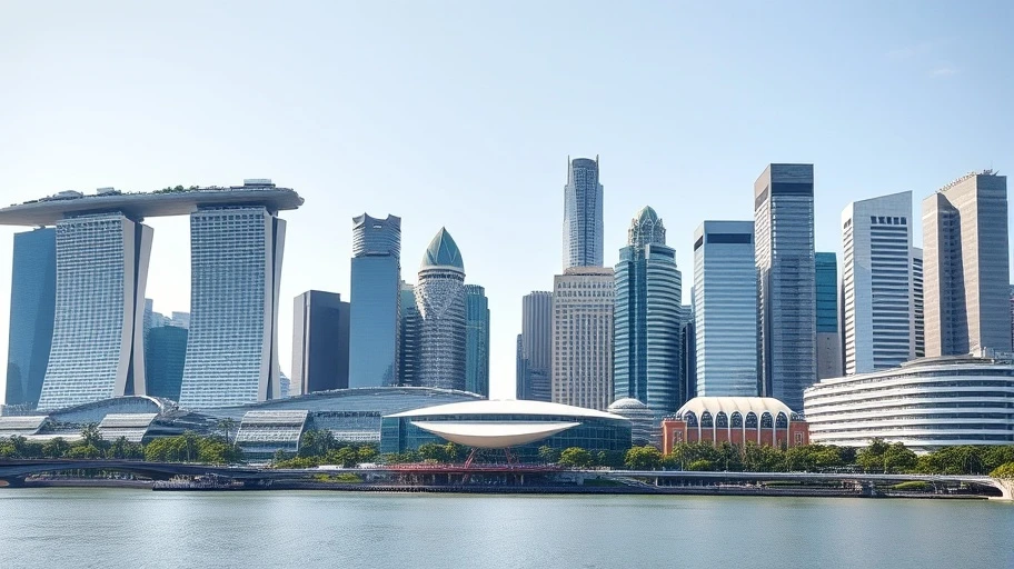 Khung cảnh thành phố Singapore từ trên cao.