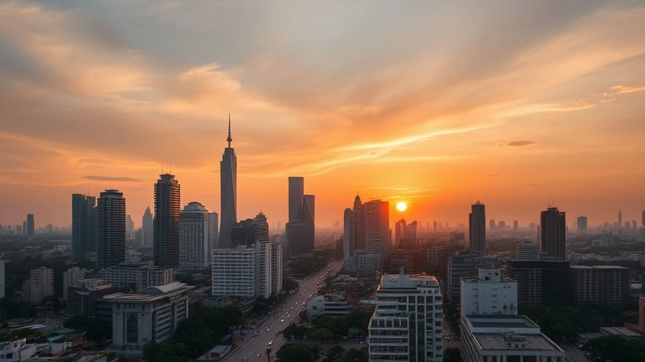 Skyline TP.HCM vào lúc hoàng hôn với nhiều tòa nhà cao tầng mới nổi