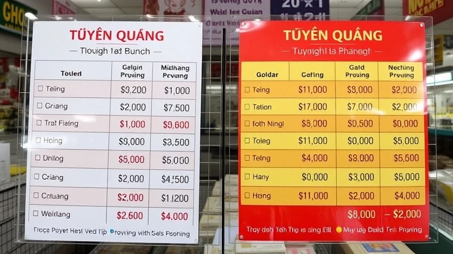 So sánh giá vàng Tuyên Quang
