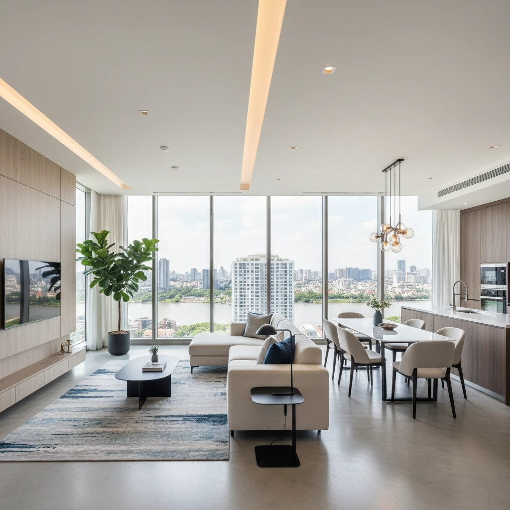 Thiết kế hiện đại tại chung cư Marina Tower với không gian tối ưu