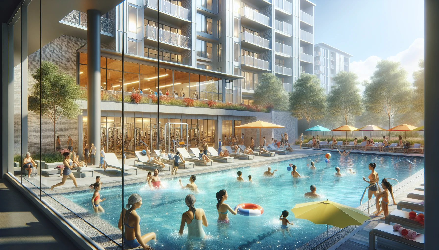 Tiện ích tại Chung cư Boulevard Quận 7 với hồ bơi và phòng gym.