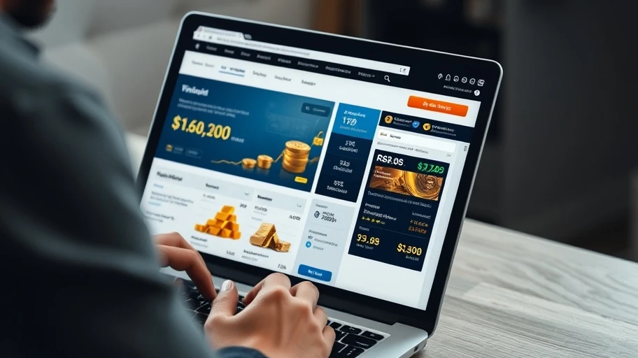 Trang web tài chính và giá vàng hôm nay.